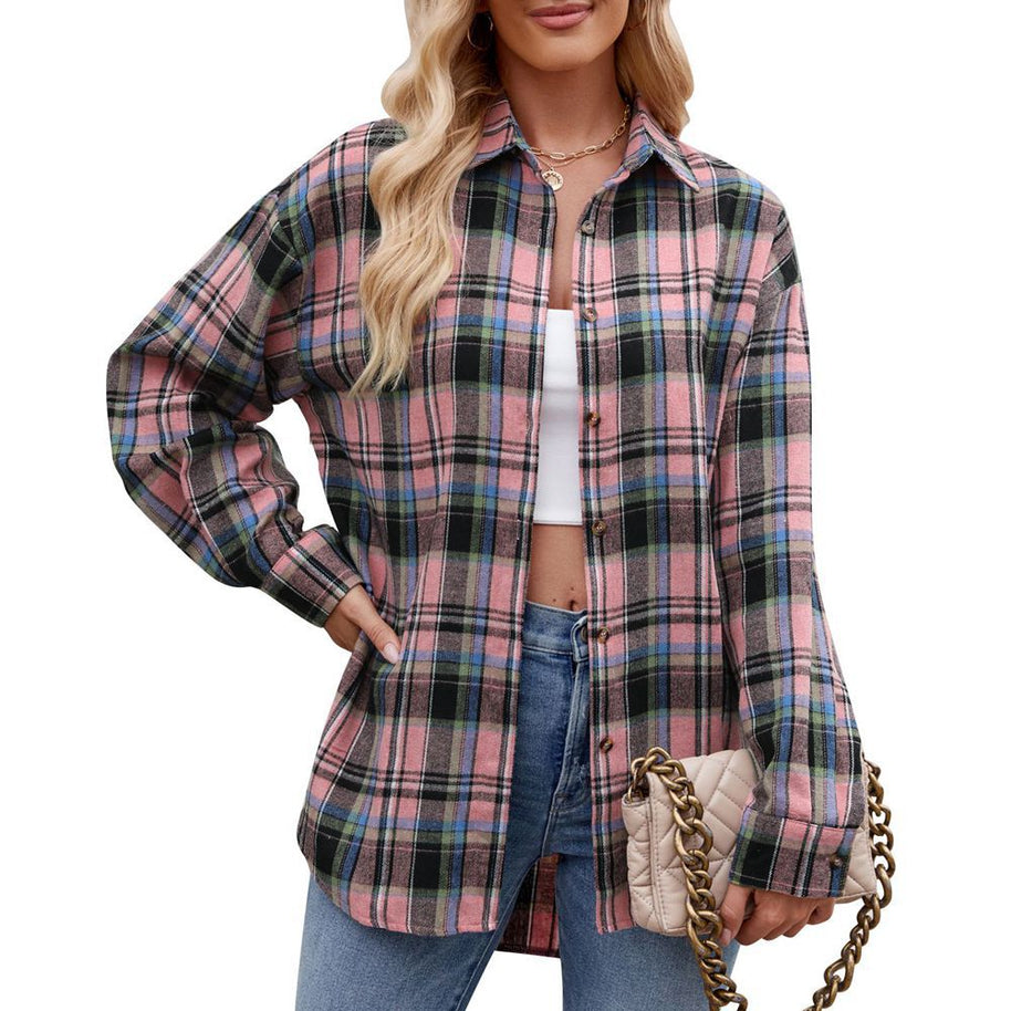 Damen Karierte Oversized Hemdbluse WW