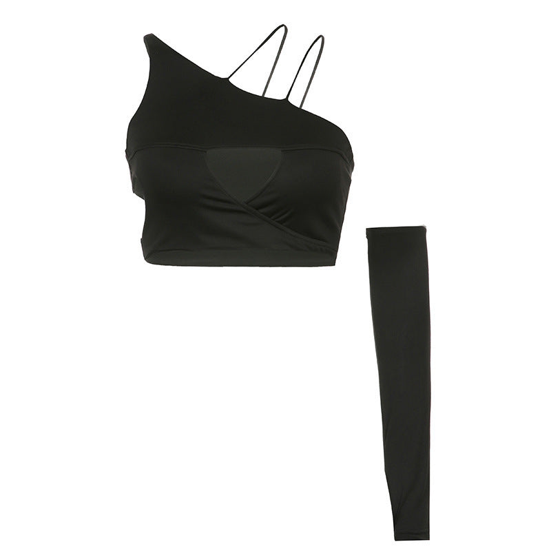 Damen asymmetrisches Crop-Top mit Cut-Out-Details und elegantem Design W&W