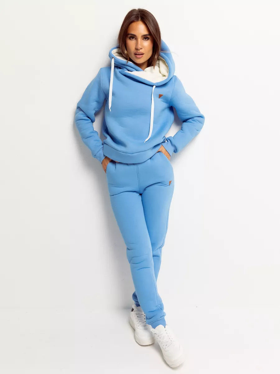 Damen Sportliches Hoodie-Set mit hohem Kragen WW
