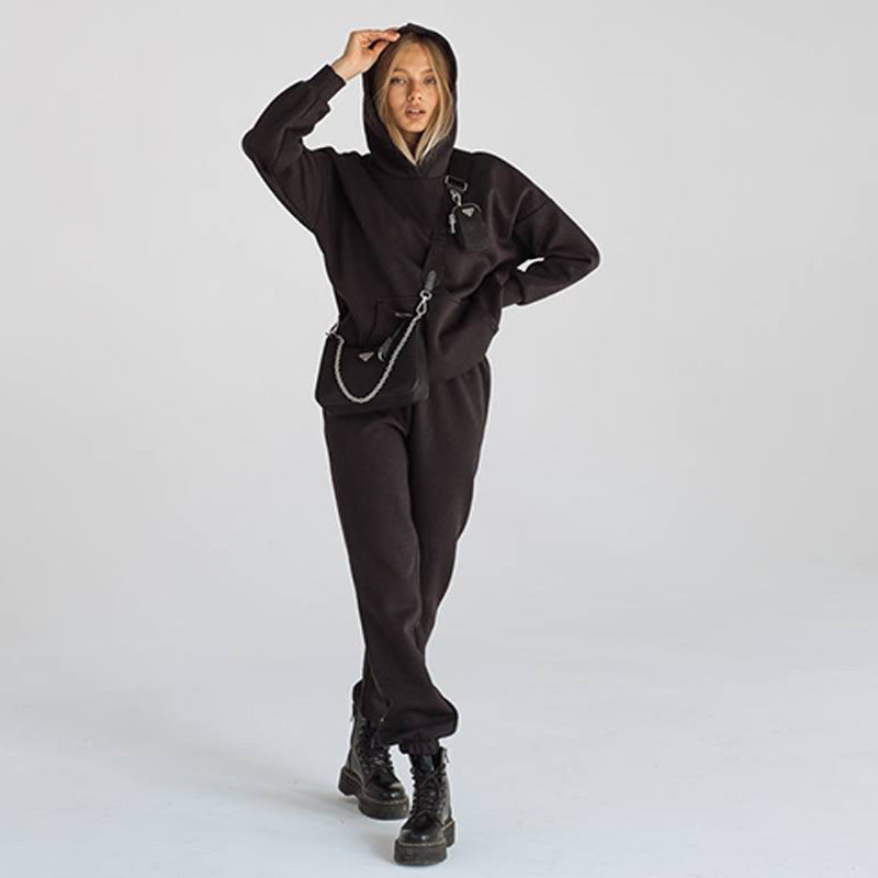Damen sportliches Fleece-Set mit hohem Kragen WW