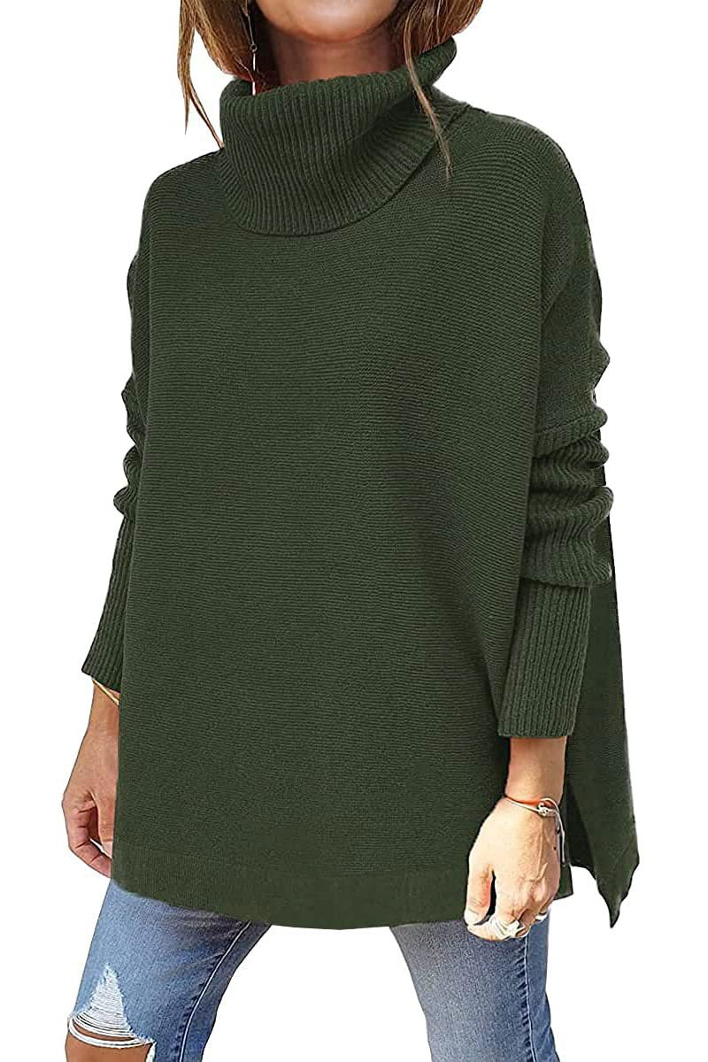 Damen Großer Rollkragenpullover mit strukturiertem Strickmuster und lässigem Schnitt WW