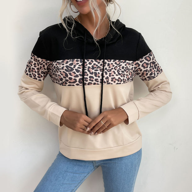 Damen Kapuzenpullover mit modischem Leoparden-Muster und sportlicher Passform WW