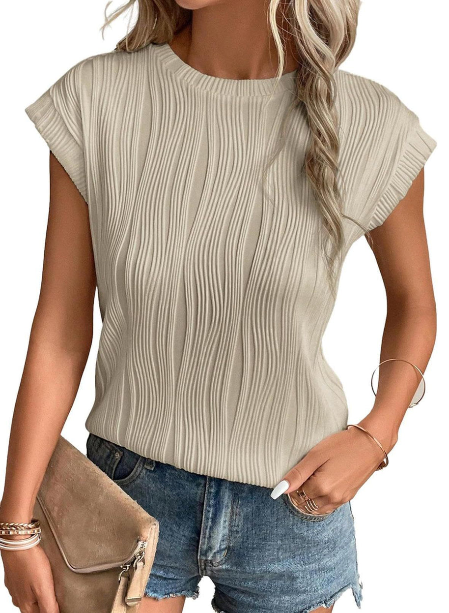 WW | Einfarbiges Rundhalsausschnitt Loose Kurzarm T-Shirt Top