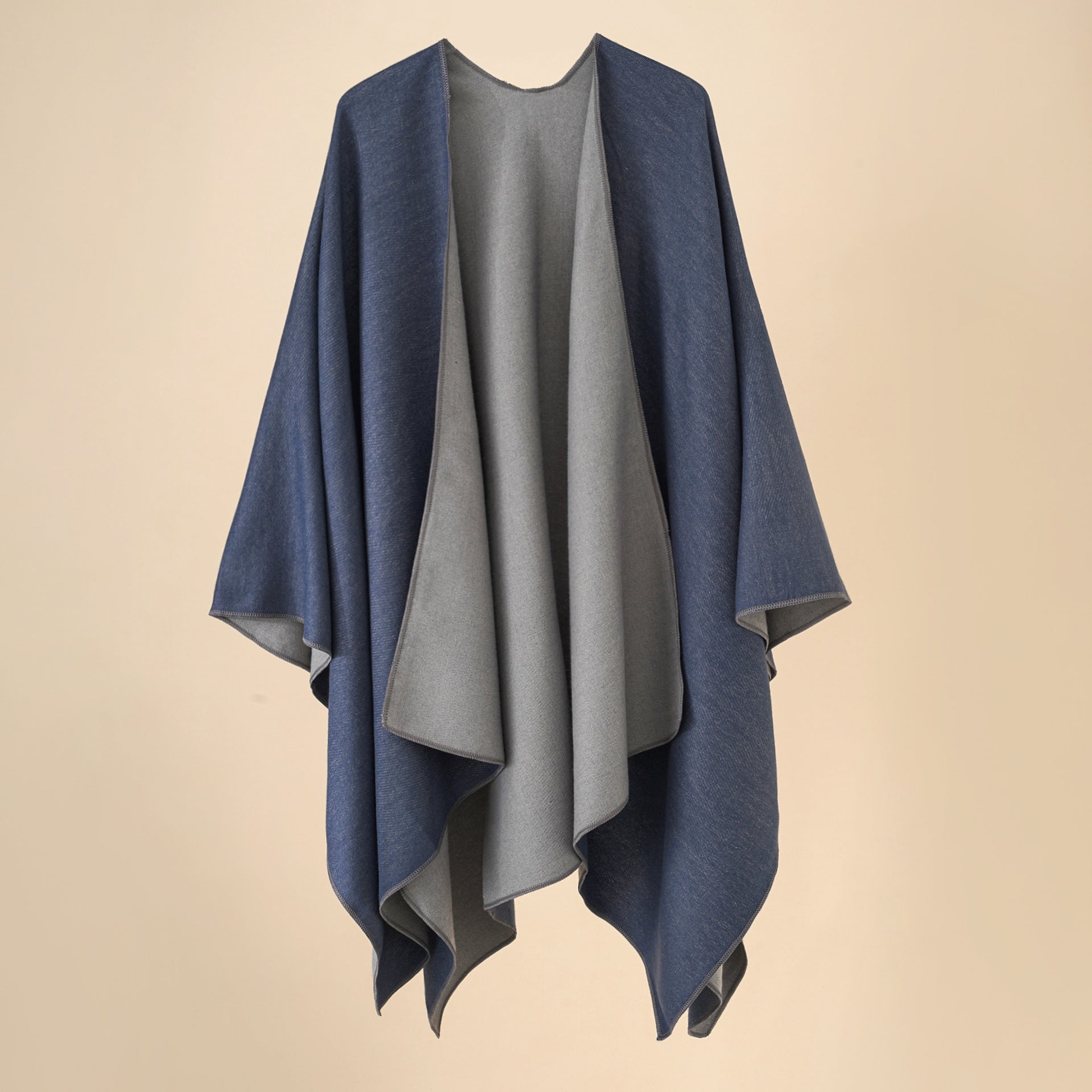 Damen Wohlfühl-Poncho aus weichem Wollmix mit elegantem Schnitt WW