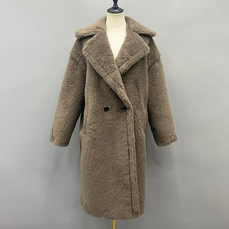 Damen Fleece-Mantel mit doppelter Knopfleiste und trendigem Schnitt WW