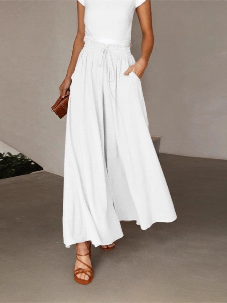 Damen weite Hose mit elastischem Bund und Taschen WW