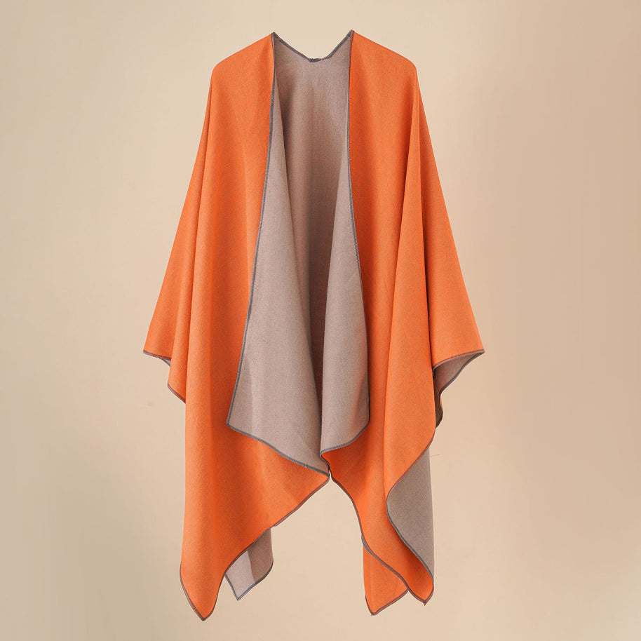 Damen Wohlfühl-Poncho aus weichem Wollmix mit elegantem Schnitt WW