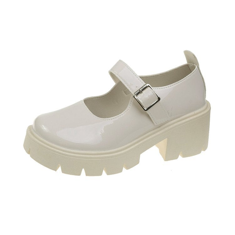 Damen Retro-Mary Jane Schuhe mit stabiler Plateausohle W&W