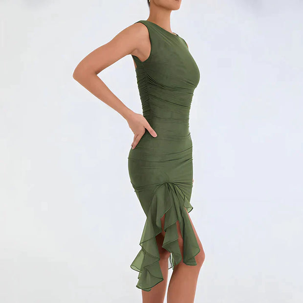 WW - Elegantes Bodycon-Kleid mit Rüschen