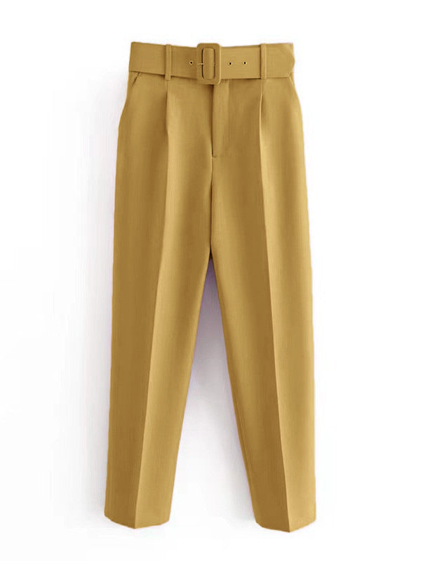 Damen weite Hochbundhose mit schickem Gürtel WW