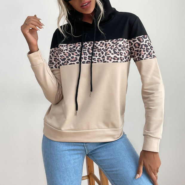 Damen Kapuzenpullover mit modischem Leoparden-Muster und sportlicher Passform WW