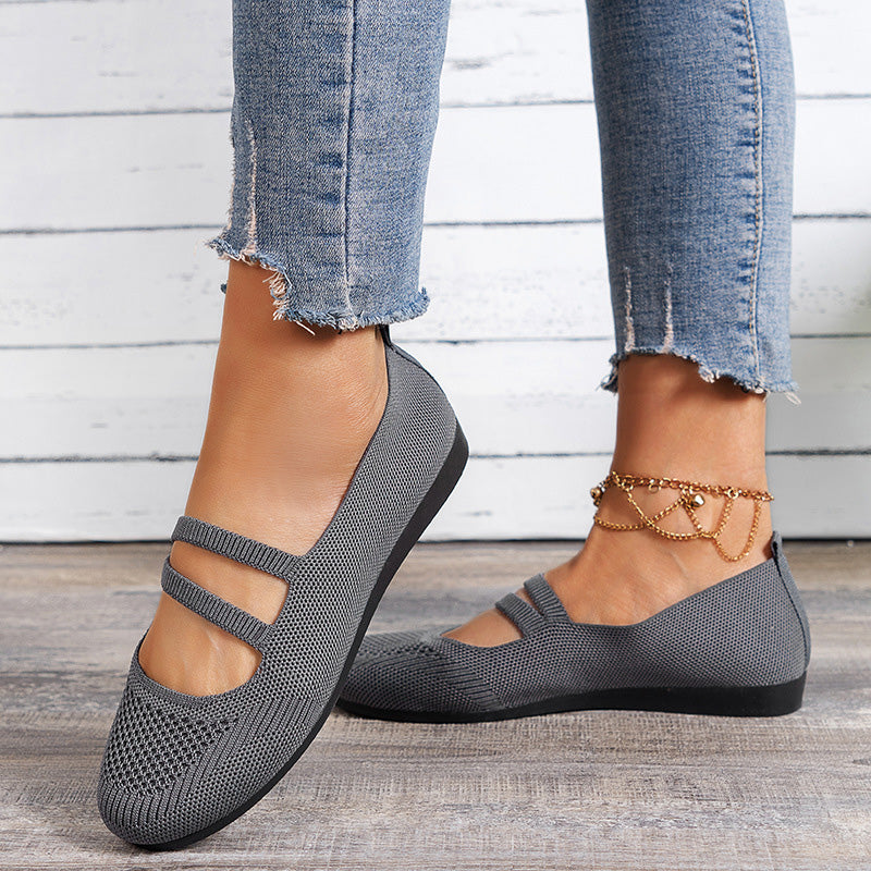 WW | Flache Slipper Mit Riemen Über Dem Spann Und Flacher Sohle Für Damen