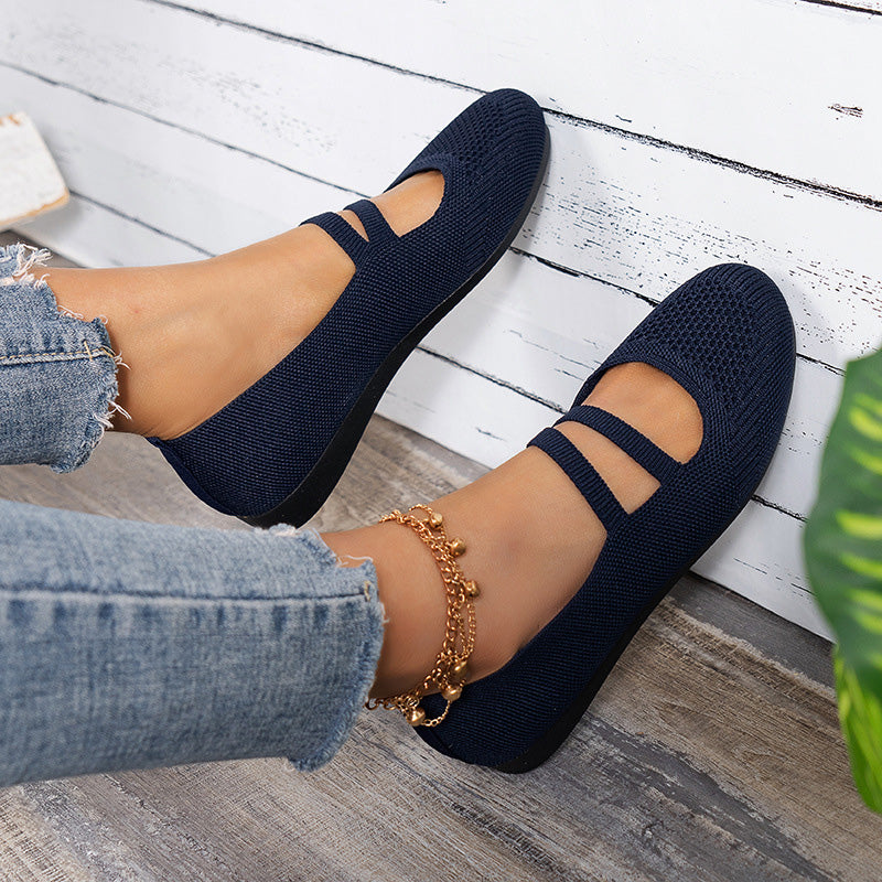 WW | Flache Slipper Mit Riemen Über Dem Spann Und Flacher Sohle Für Damen