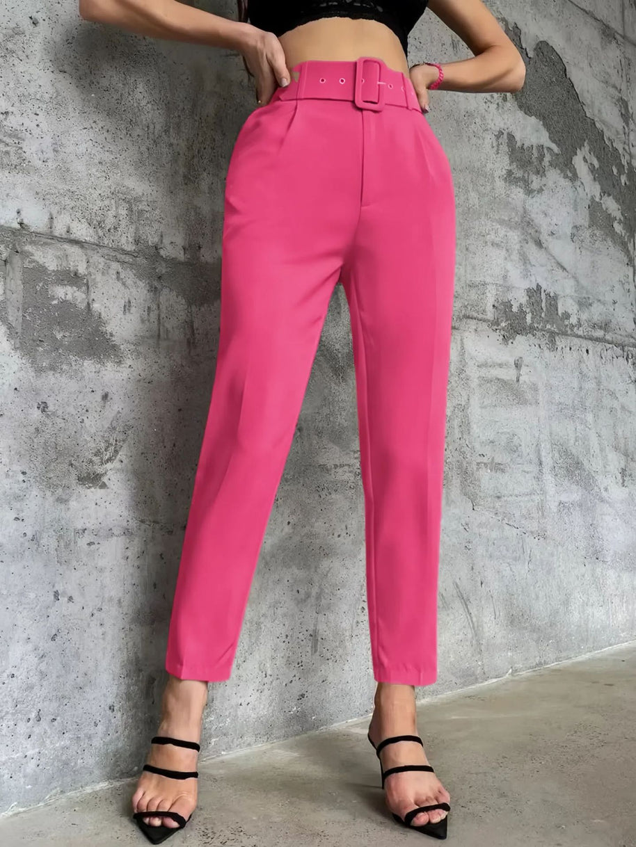 Damen weite Hochbundhose mit schickem Gürtel WW