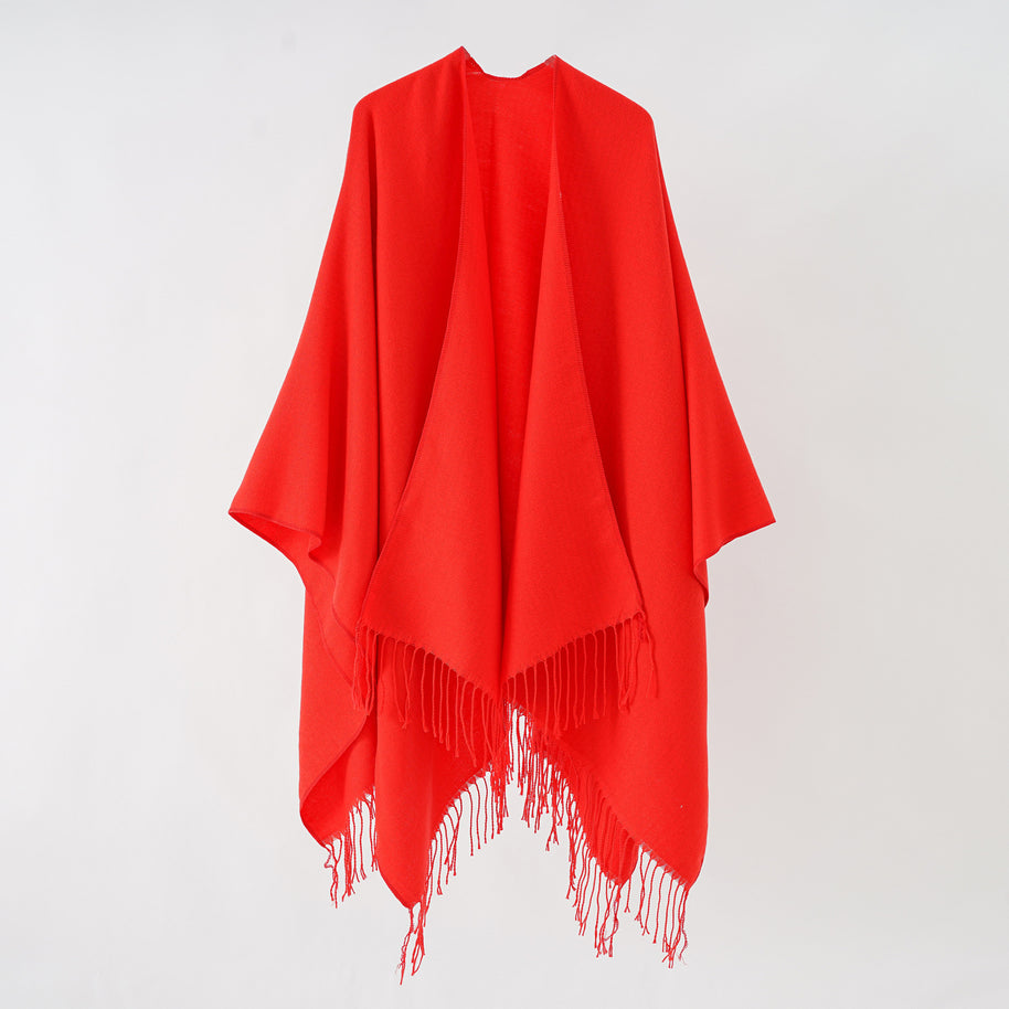 Damen modischer Fransen-Poncho aus weichem Material mit luxuriösem Fall WW