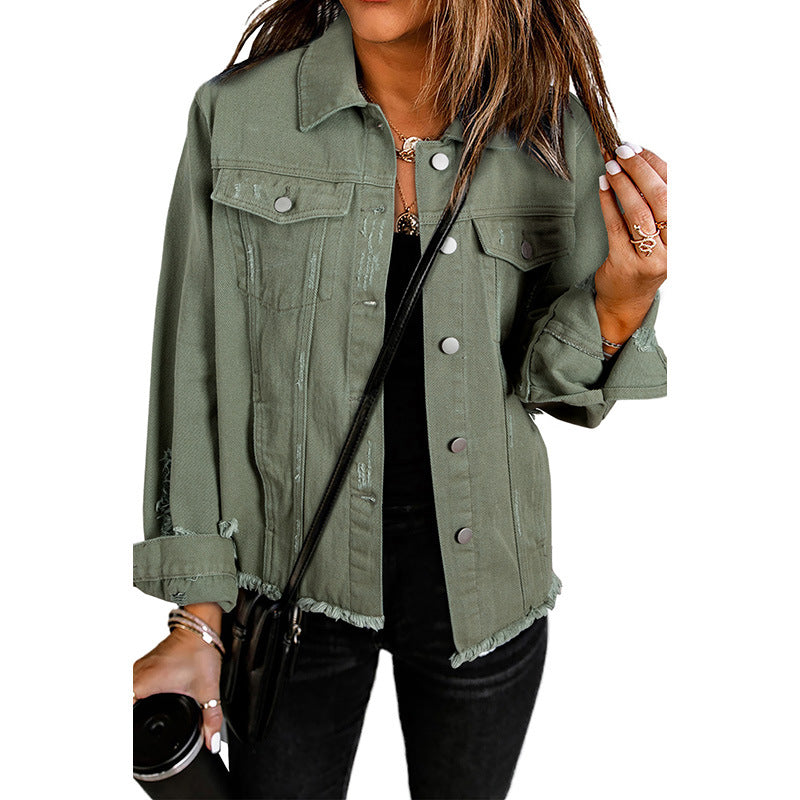 Damen Denim-Jacke mit lässigem Schnitt und funktionalen Taschen WW