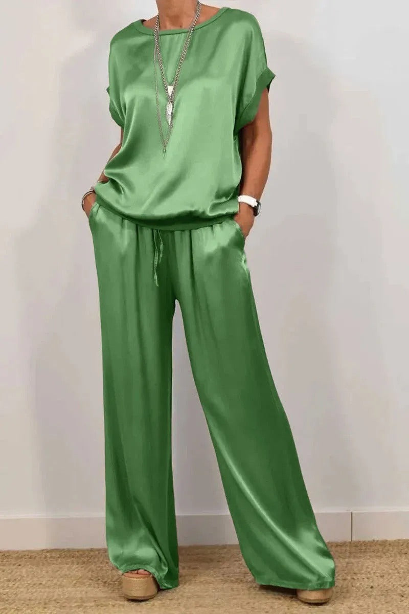 Damen elegantes Lounge-Set mit fließendem Schnitt und elastischem Bund WW