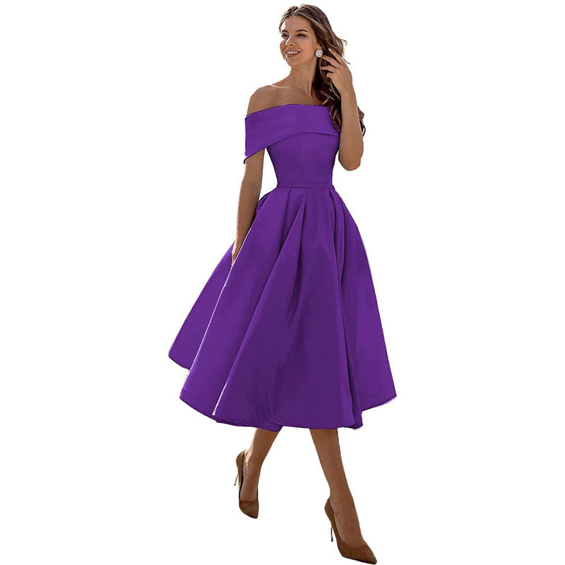 WW | Vielseitiges Trägerloses Satin-Kleid Für Partys