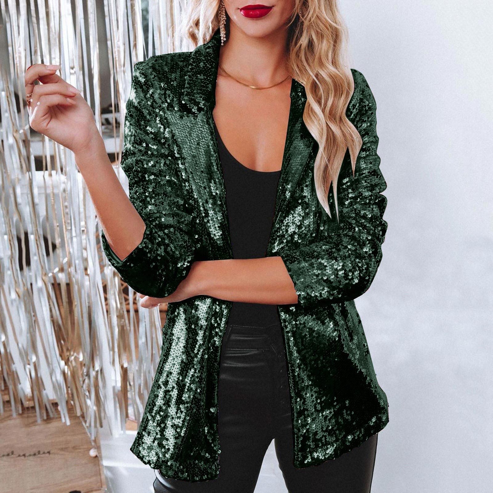 Damen eleganter Paillettenblazer mit schimmerndem Finish WW