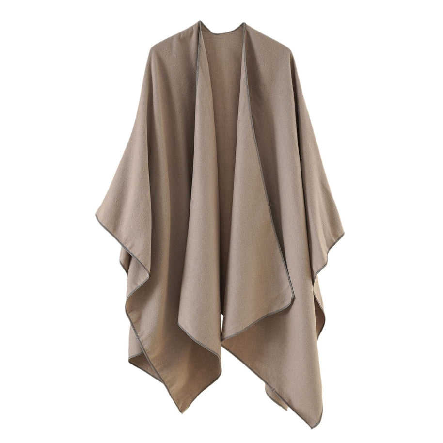 Damen Eleganter Wickelp Poncho aus weichem Wollmix WW