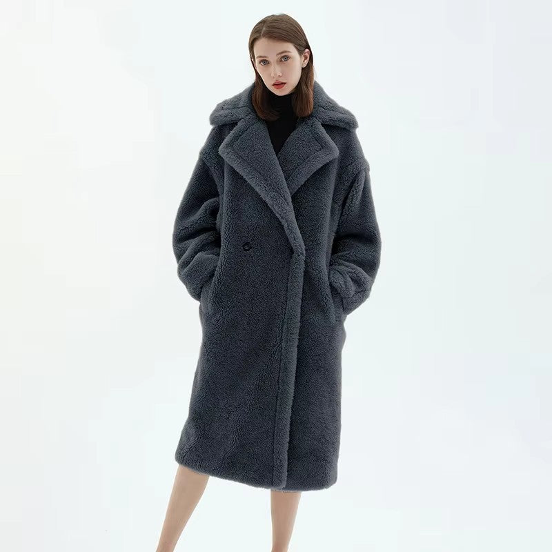 Damen Fleece-Mantel mit doppelter Knopfleiste und trendigem Schnitt WW