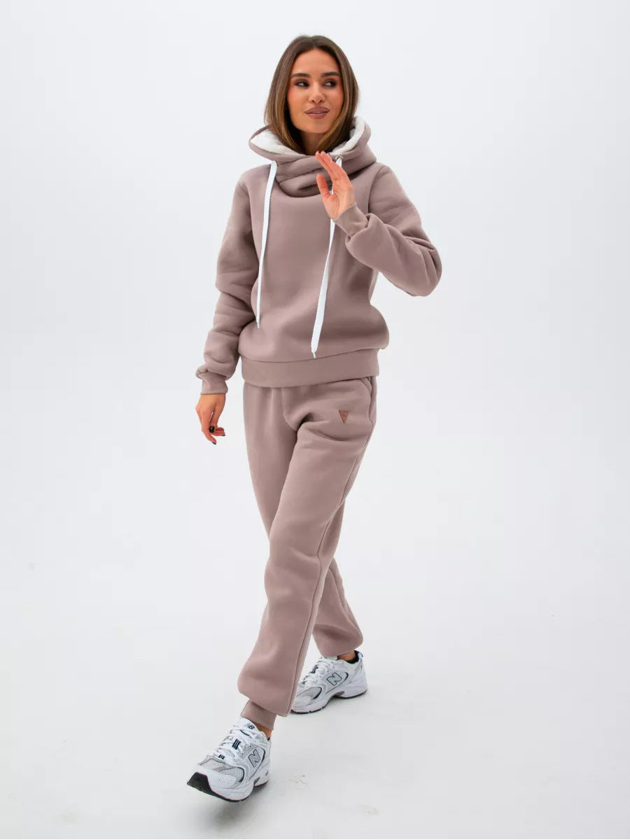 Damen Sportliches Hoodie-Set mit hohem Kragen WW
