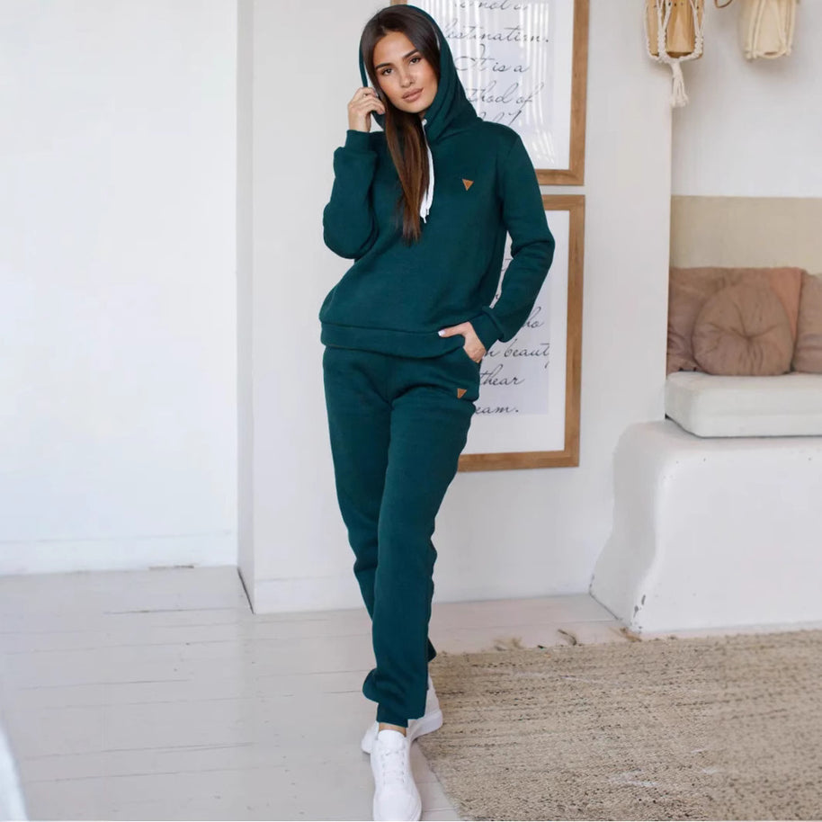 Damen Sportliches Hoodie-Set mit hohem Kragen WW