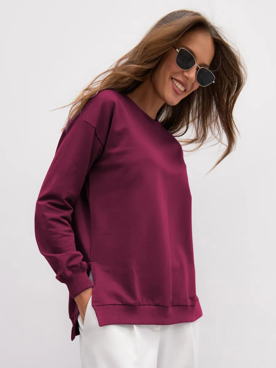 Damen bequemer Sweatshirt mit seitlichen Schlitzen WW