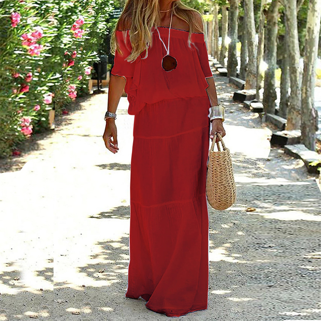 WW | Bohemian Maxikleid mit offenem Schulter für Damen