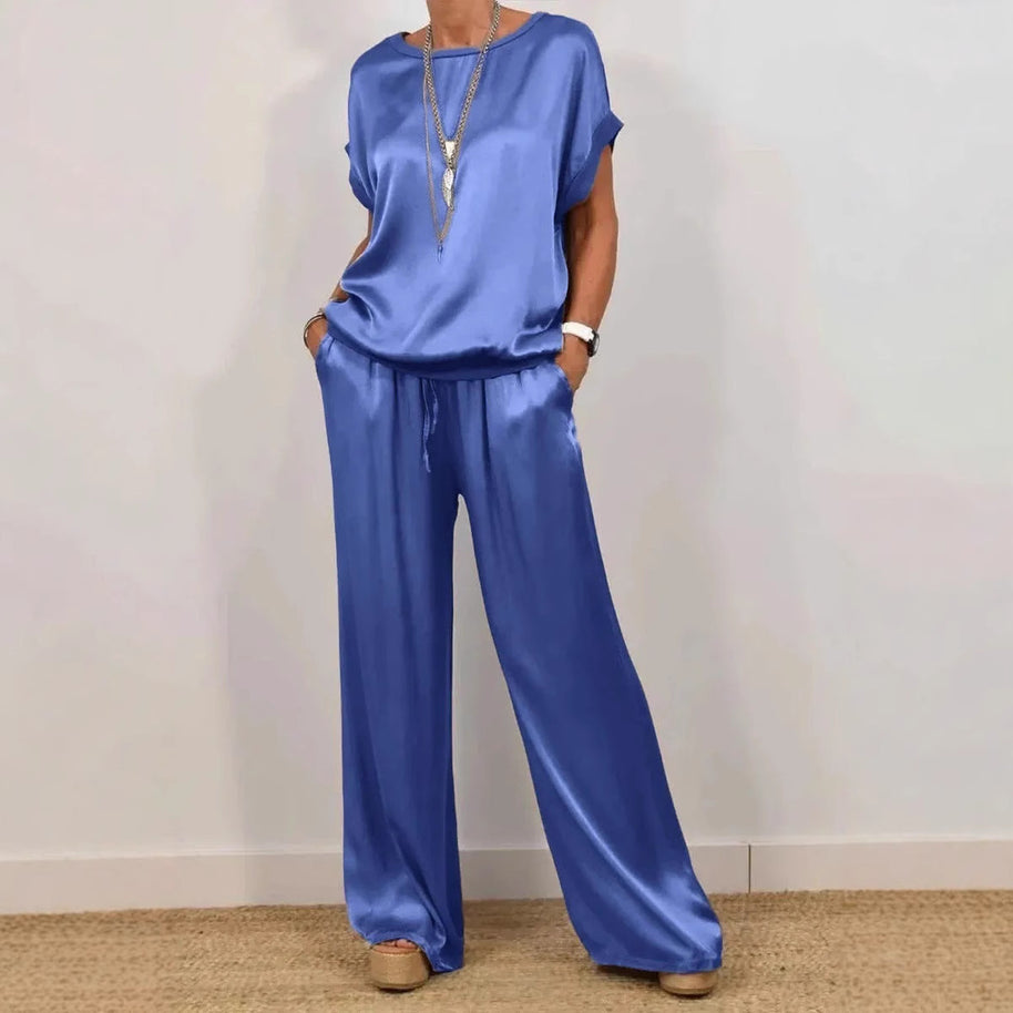 Damen elegantes Lounge-Set mit fließendem Schnitt und elastischem Bund WW