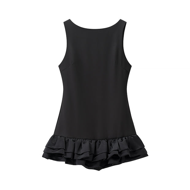 Damen Rüschen-Badeanzug mit dezentem U-Ausschnitt und schwingendem Saum WW