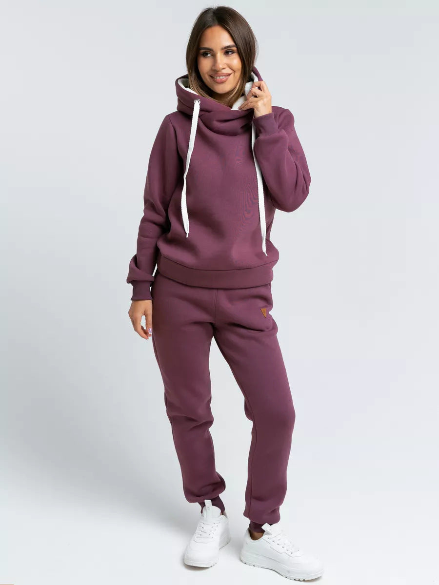 Damen Sportliches Hoodie-Set mit hohem Kragen WW