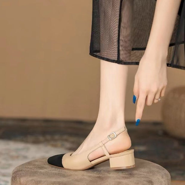 Damen Slingback-Pumps mit komfortablem Blockabsatz und feinem Lederdesign W&W