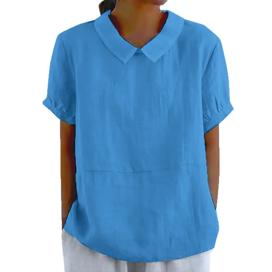 Damen Bio-Leinen Bluse mit Kragen WW