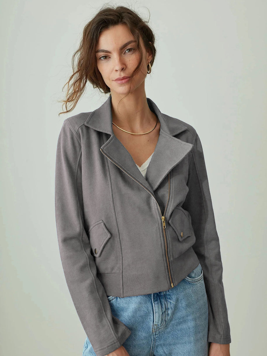 Damen Bikerjacke aus edlem Kunstleder mit modernem Schnitt und feiner Textur WW