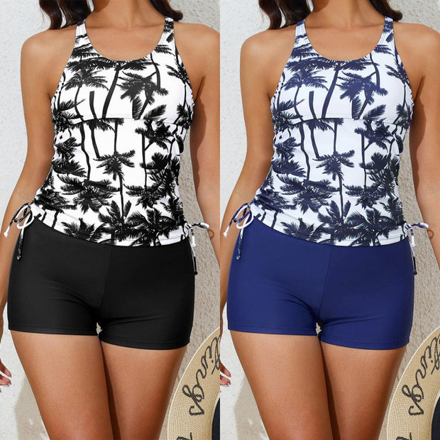 Damen Tankini-Set mit verstellbaren Trägern und modernen Palmendruck WW