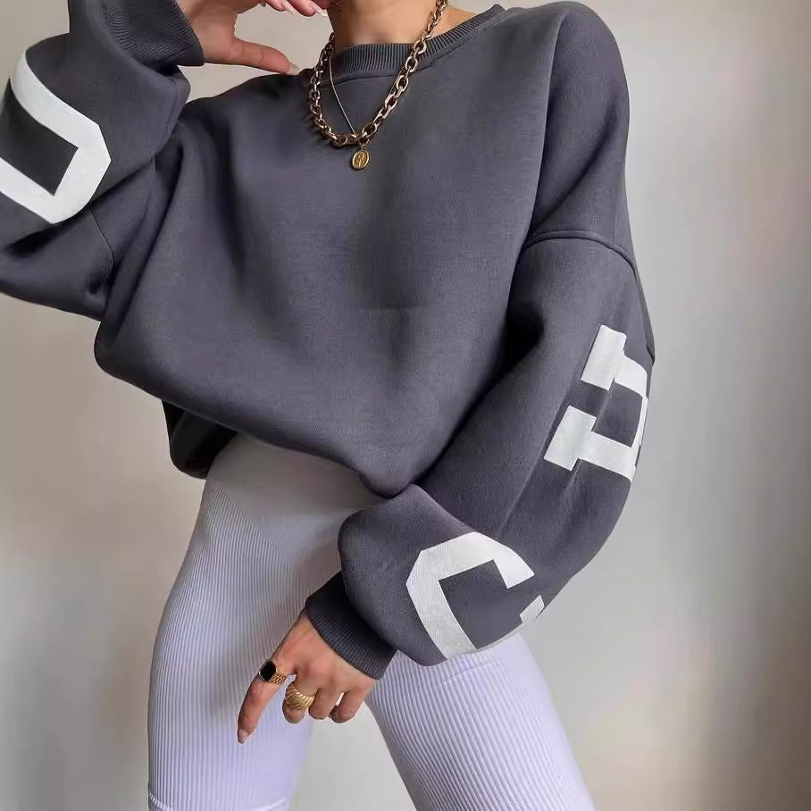 Damen lässiger Oversized Sweater mit kontrastierenden Ärmeln WW