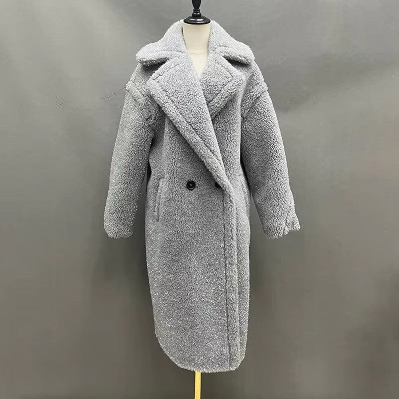 Damen Fleece-Mantel mit doppelter Knopfleiste und trendigem Schnitt WW