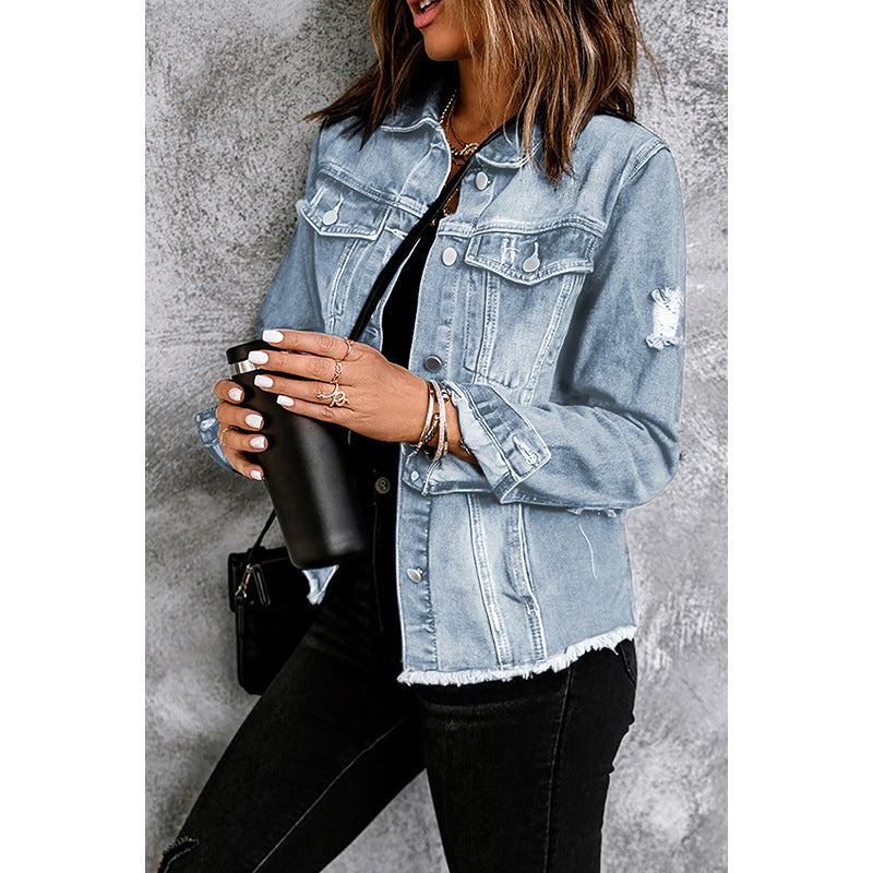 Damen Denim-Jacke mit lässigem Schnitt und funktionalen Taschen WW