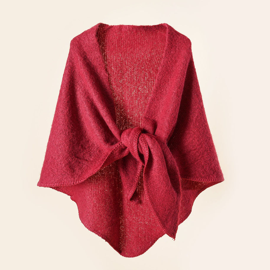 Damen Kuscheliger Wickelponcho mit modernen Fransen und elegantem Design WW