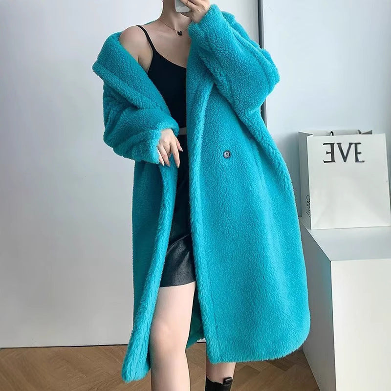 Damen Fleece-Mantel mit doppelter Knopfleiste und trendigem Schnitt WW