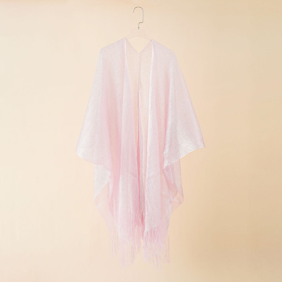 Damen Fransen-Kimono aus transparenter, luftiger Struktur WW