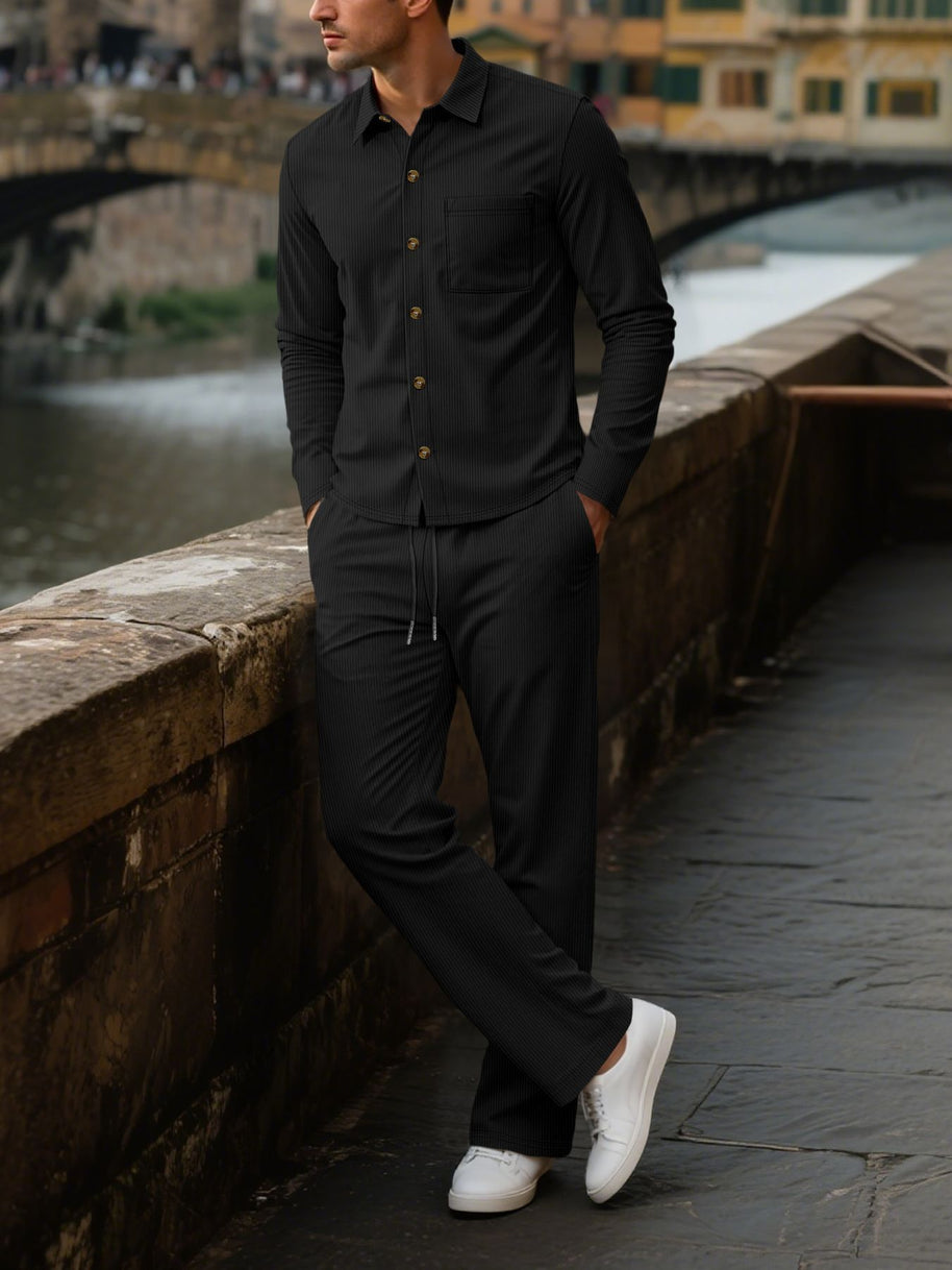 Herren eleganter Freizeitanzug mit strukturierter Oberfläche und praktischen Taschen WW