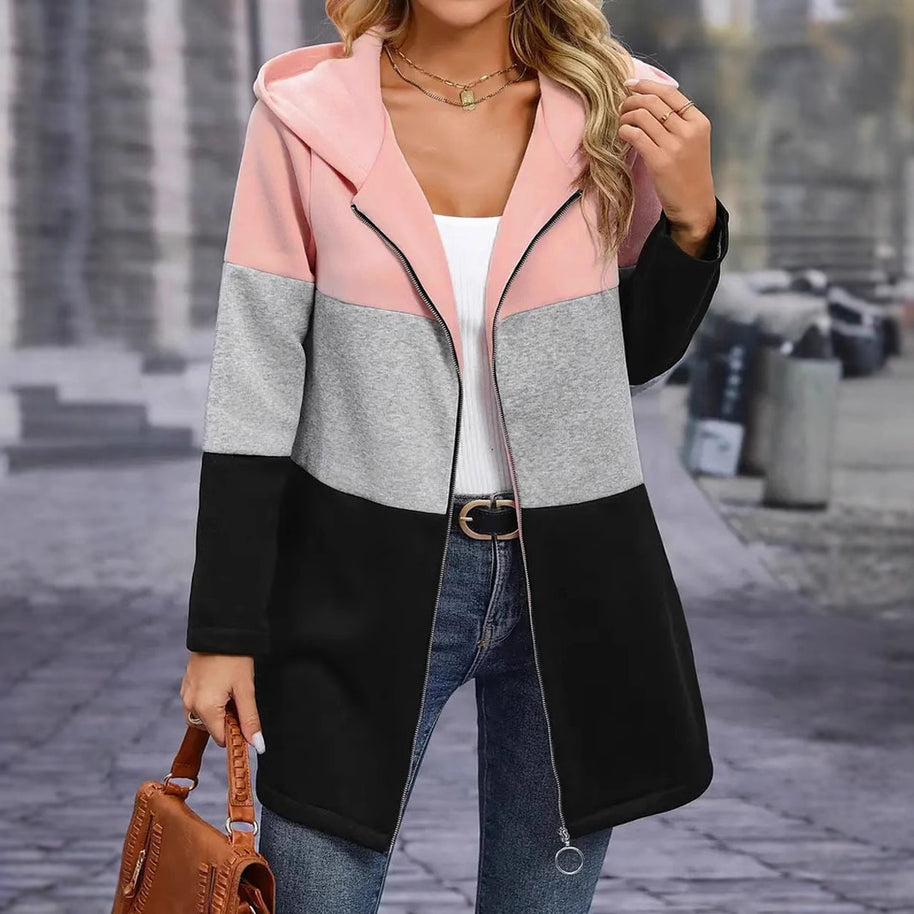 Damen Kapuzenjacke im modernen Farbblockdesign WW