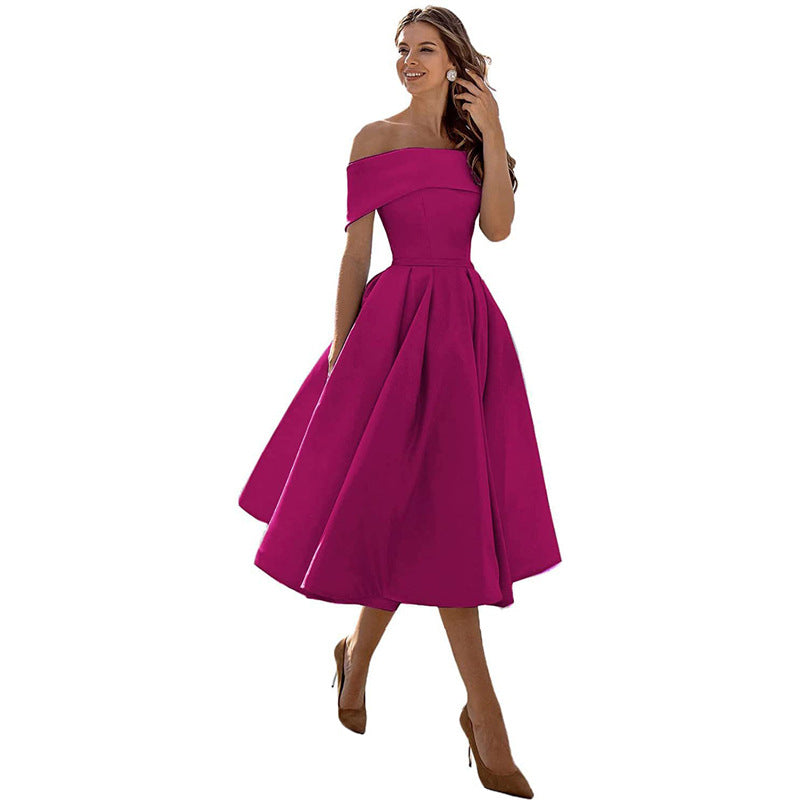 WW | Vielseitiges Trägerloses Satin-Kleid Für Partys