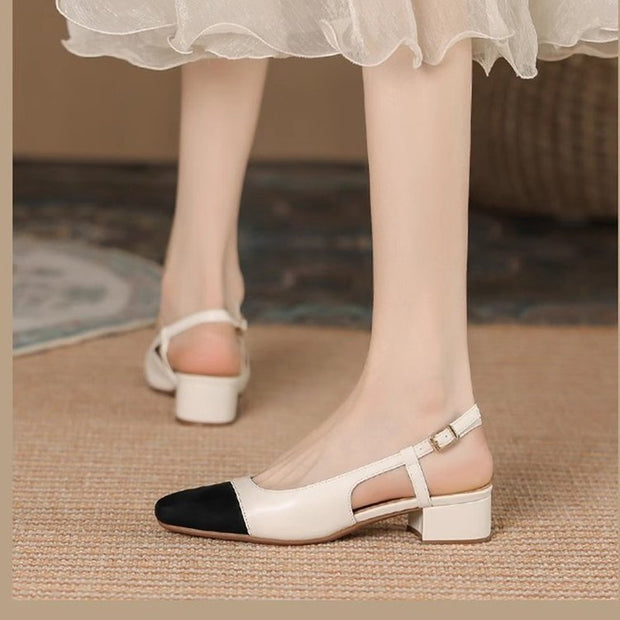 Damen Slingback-Pumps mit komfortablem Blockabsatz und feinem Lederdesign W&W