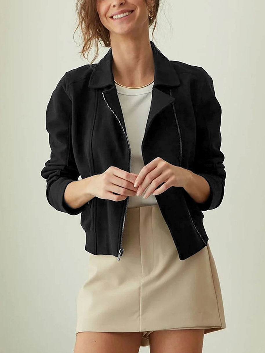 Damen Bikerjacke aus edlem Kunstleder mit modernem Schnitt und feiner Textur WW