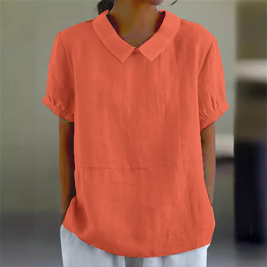 Damen Bio-Leinen Bluse mit Kragen WW