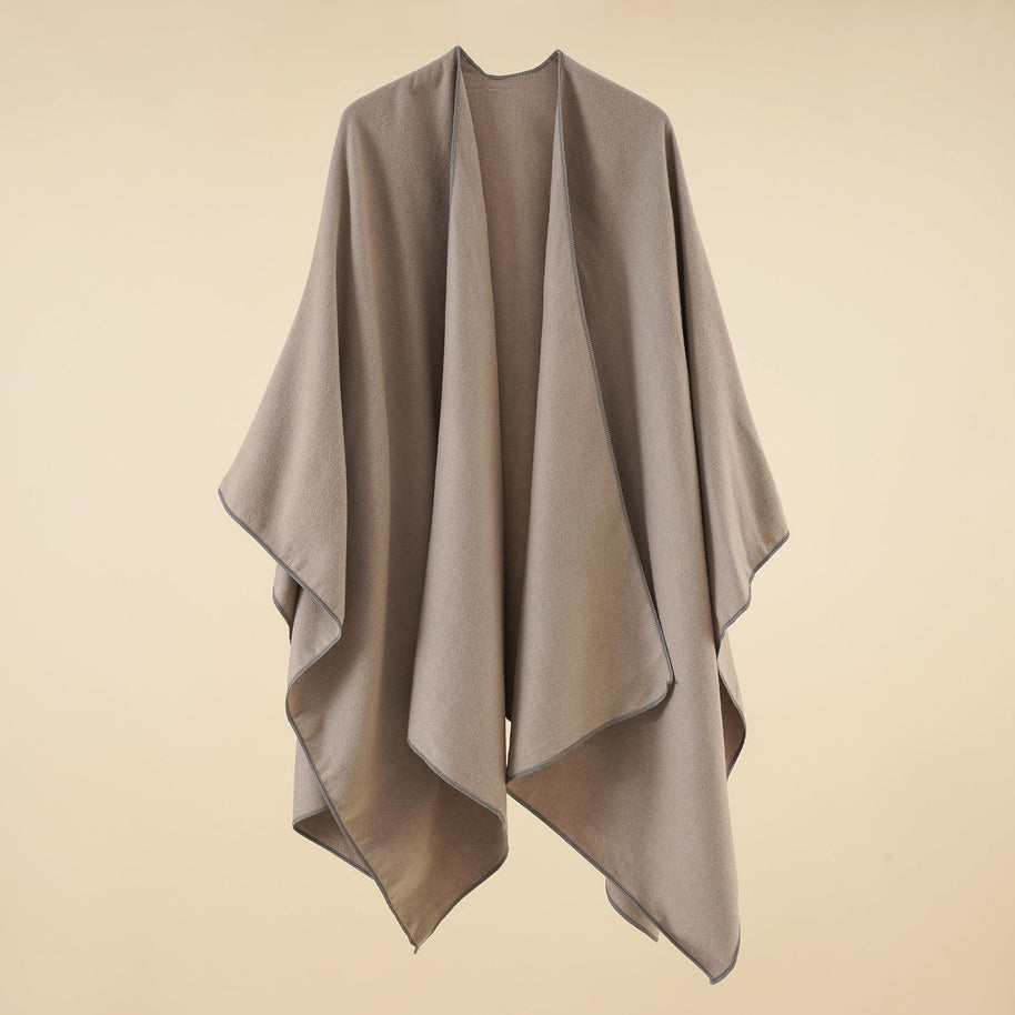Damen Eleganter Wickelp Poncho aus weichem Wollmix WW