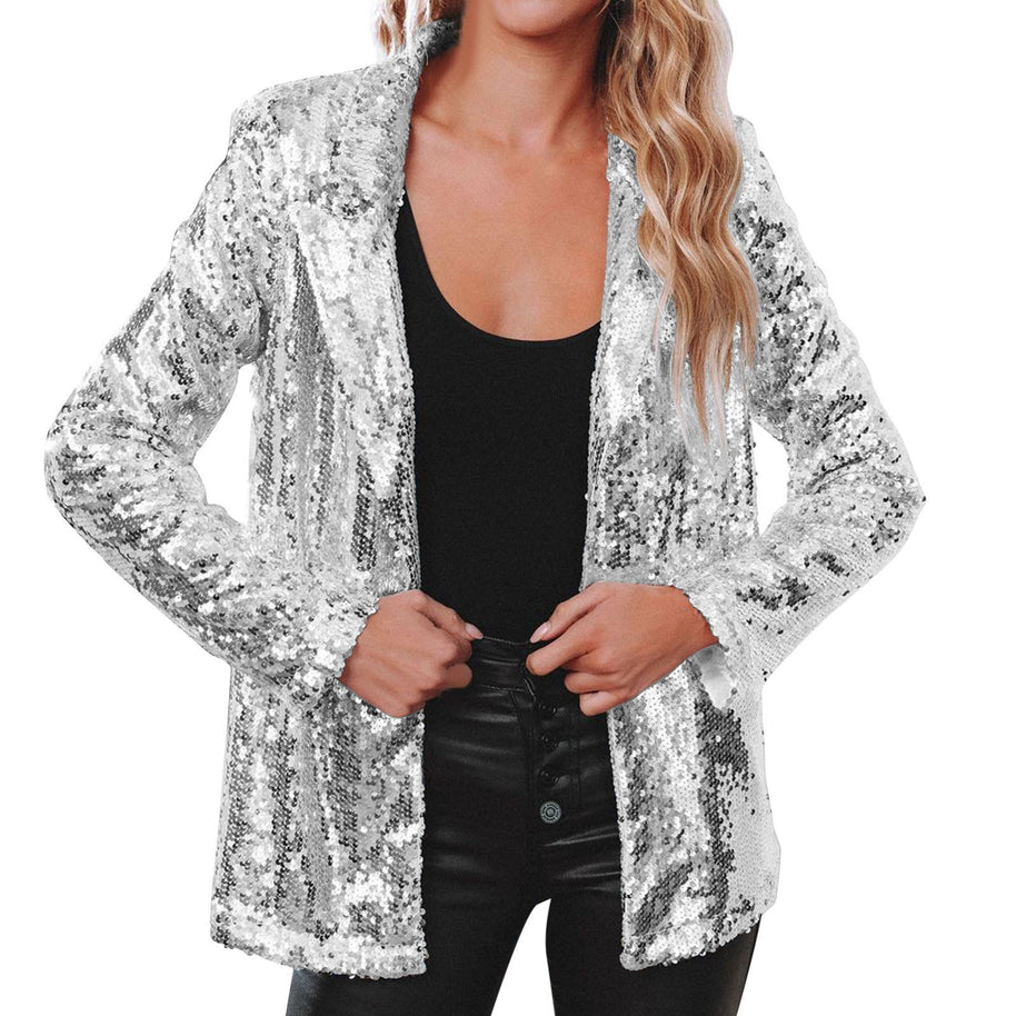 Damen eleganter Paillettenblazer mit schimmerndem Finish WW